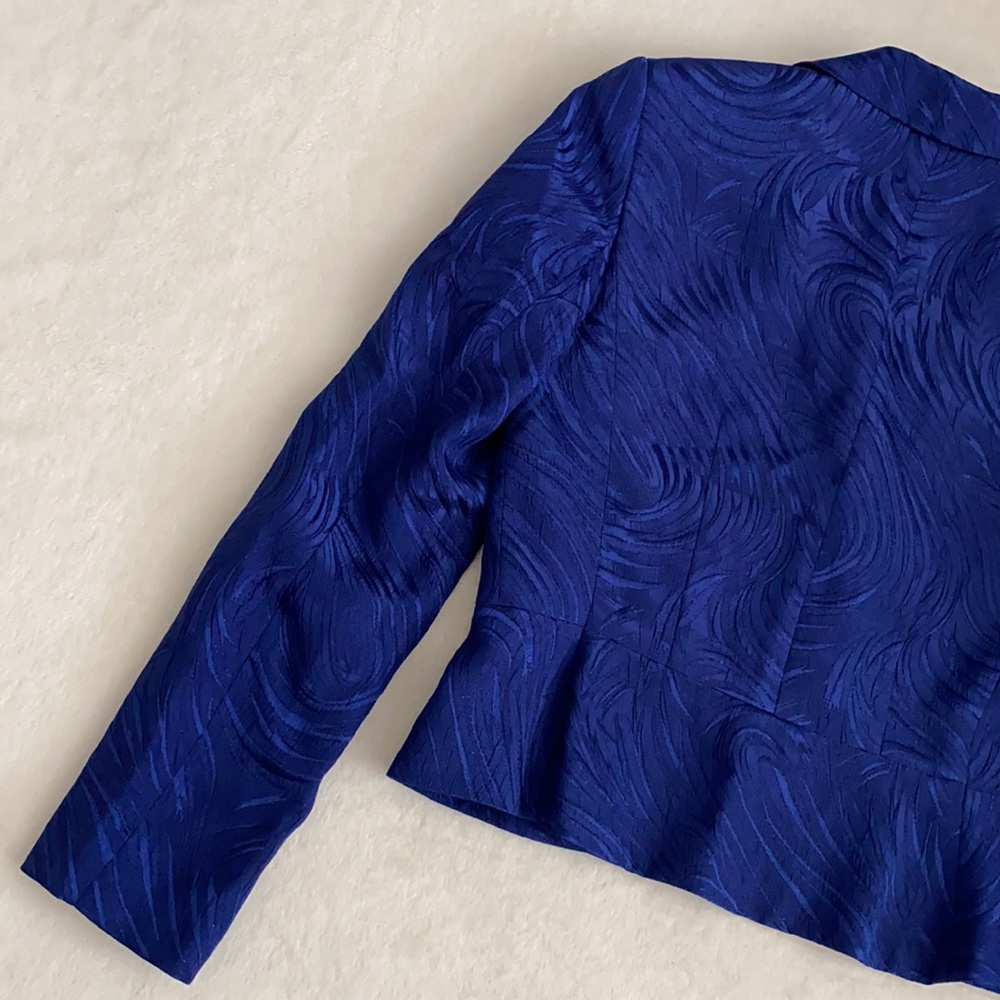 {VTG} John Meyer of Norwich | Metallic Jacquard Jacket Skirt Set Royal Blue (8) - Picture 11 of 16